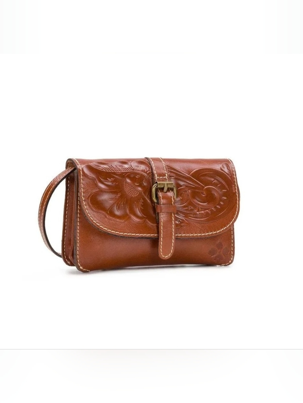 NWOT Patricia Nash $99 Tooled Leather Torri Small Crossbody Bag Brown
